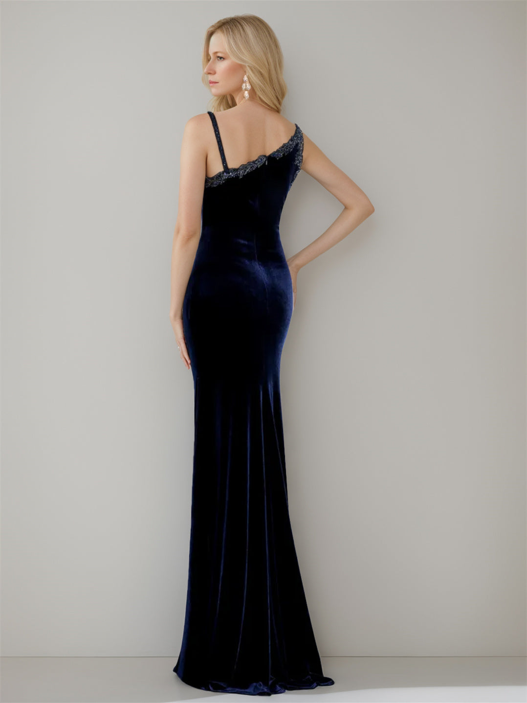 Asymmetrical Sleeveless Floor-Length Mermaid/Trumpet Mother-of-the-Bride Dress with Side Split-BMbridal