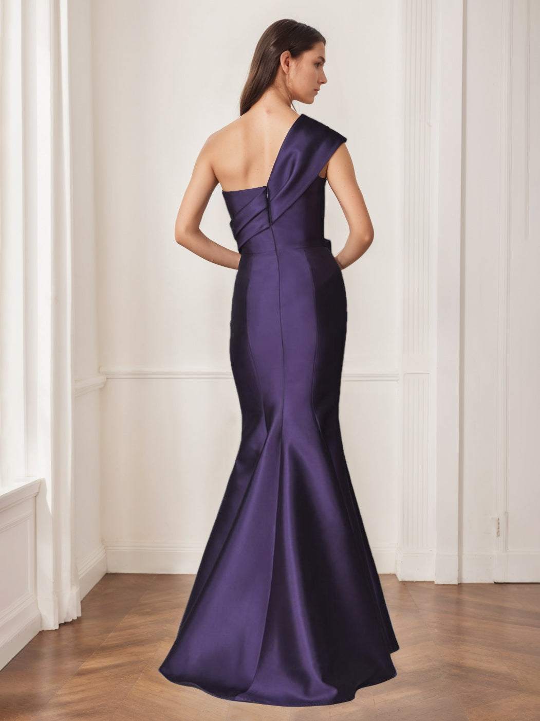 One-Shoulder Sleeveless Floor-Length Trumpet/Mermaid Gown for the Mother of the Bride-BMbridal