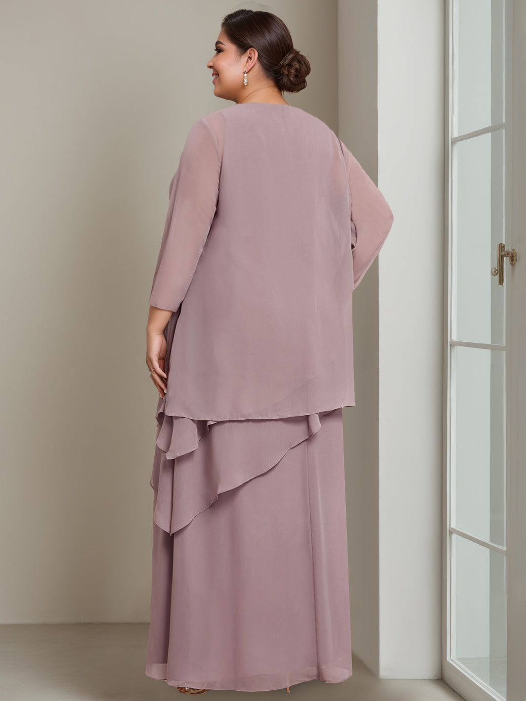Plus Size Floor-Length Sleeveless A-Line Mother of the Bride Dress with Beading-BMbridal
