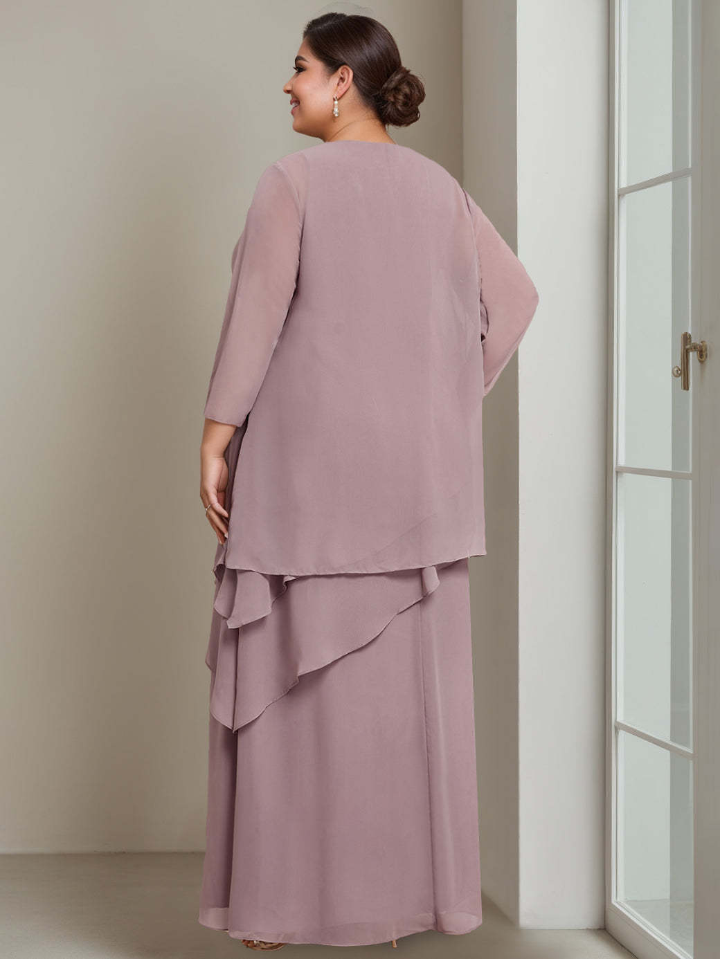 Plus Size Floor-Length Sleeveless A-Line Mother of the Bride Dress with Beading-BMbridal