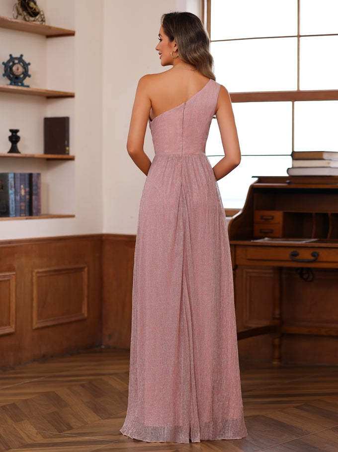 One-Shoulder Ruffled Floor-Length A-Line Mother of the Bride Dress-BMbridal