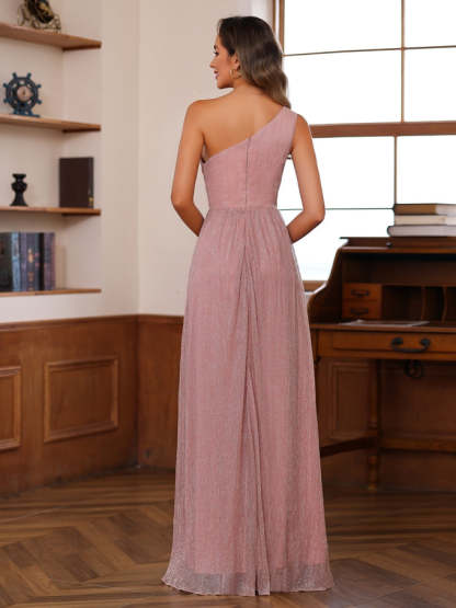 One-Shoulder Ruffled Floor-Length A-Line Mother of the Bride Dress-BMbridal