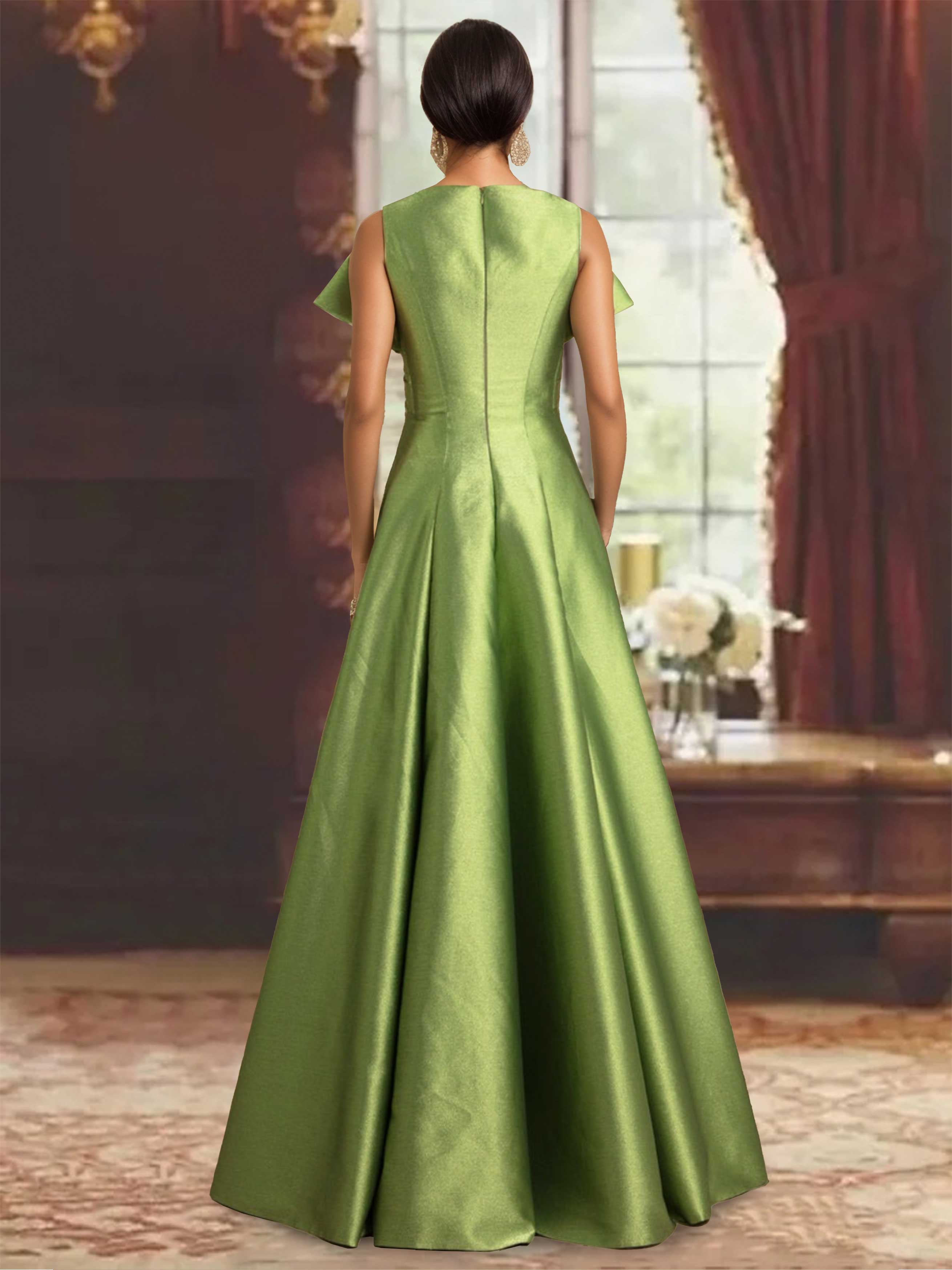 Unique V-Neck Sleeveless A-Line Mother Of The Bride Dresses with Ruffles-BMbridal