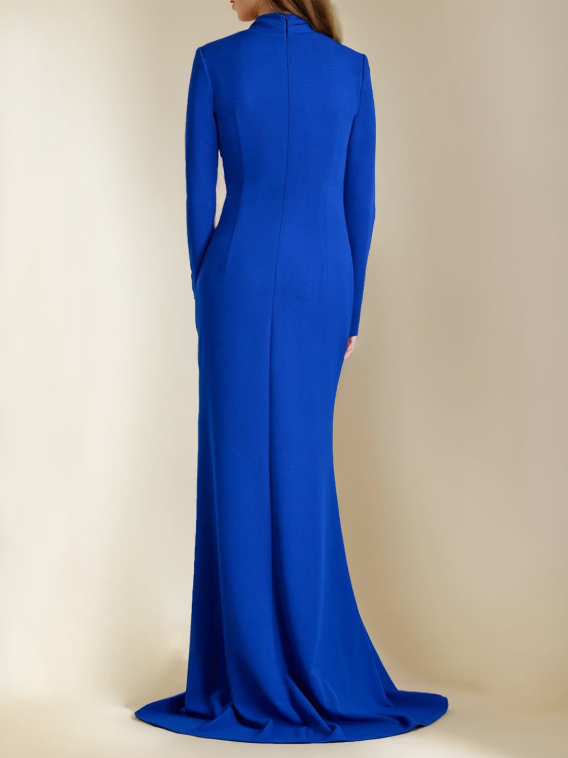 Floor-Length V-Neck Trumpet Mother of the Bride Dress with Mermaid Silhouette and Side Split