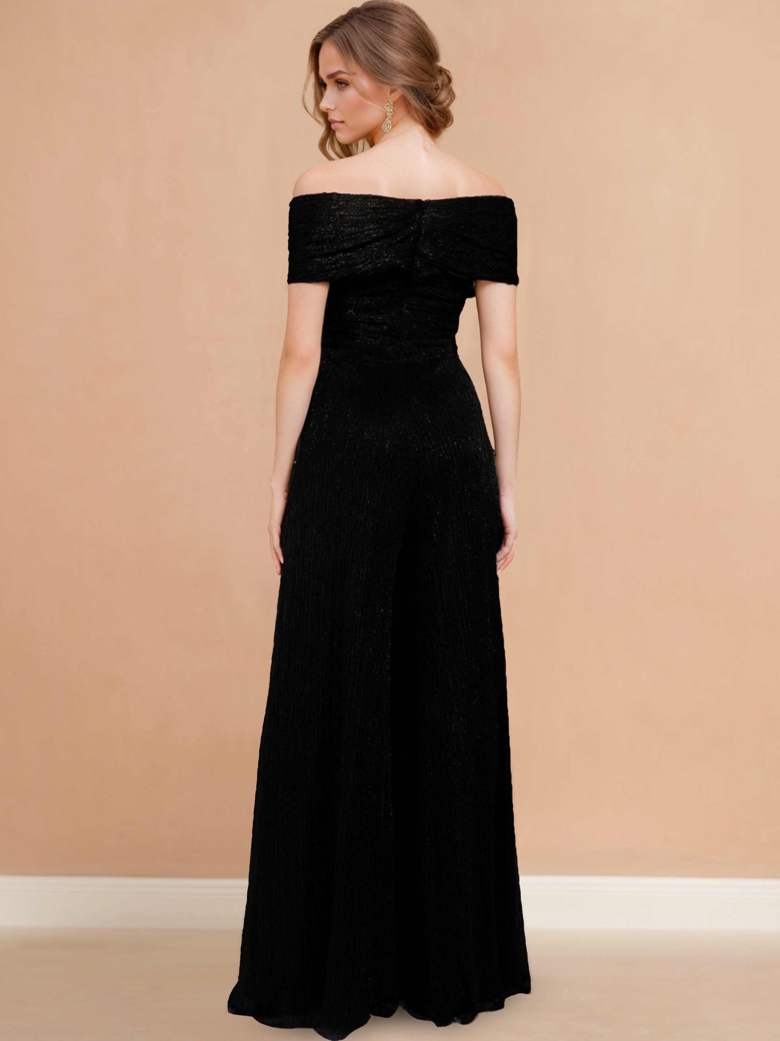 Strapless Floor-Length Jumpsuit in Crinkle Chiffon for the Mother of the Bride-BMbridal