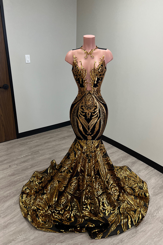 Stunning Sequins Light Crew Neck Sleeveless Long Tight Mermaid Prom Dress