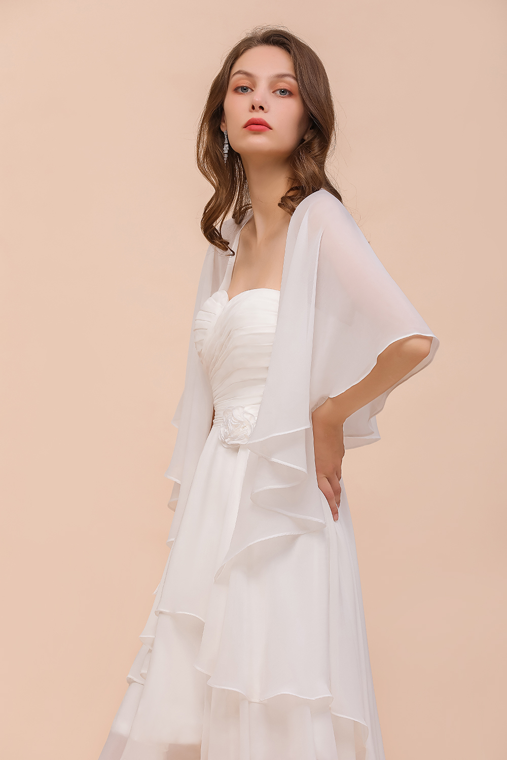 BMbridal White Chiffon Special Occasions Wraps-BMbridal