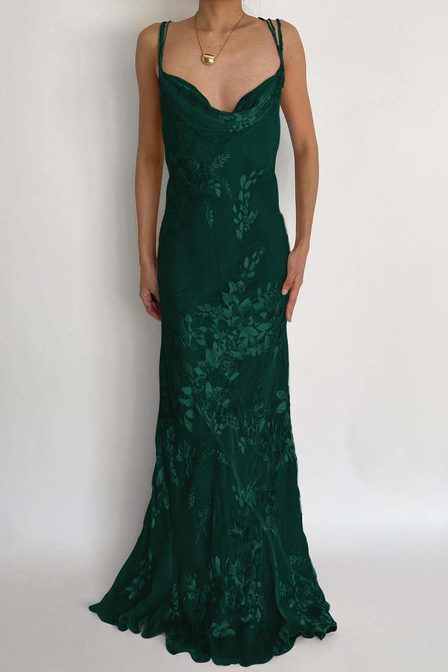 Spaghetti Strap Sleeveless Long Mermaid Prom Dress With Appliques