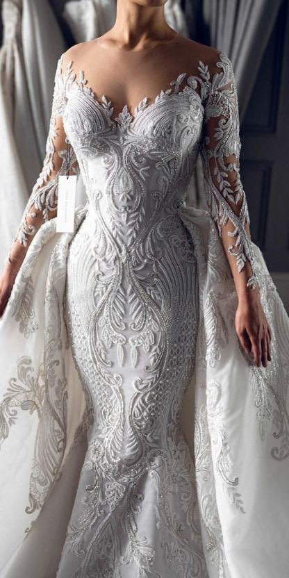 Luxury Mermaid Wedding Dress with Lace Appliques
