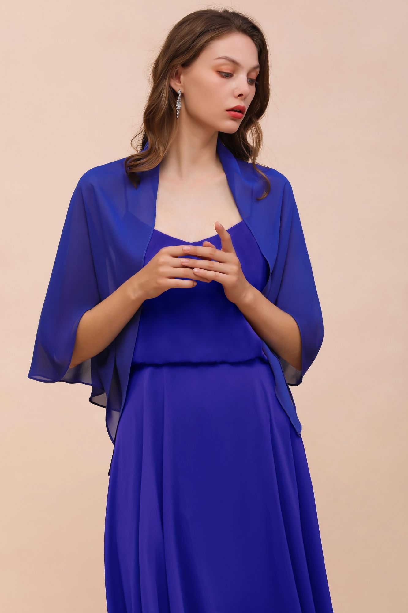 BMbridal Royal Blue Chiffon Special Occasions Wraps-BMbridal