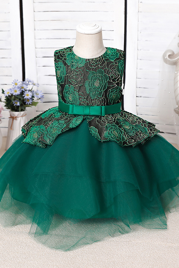 BMbridal Blue Mix Black Lace Flower Girl Dress-BMbridal