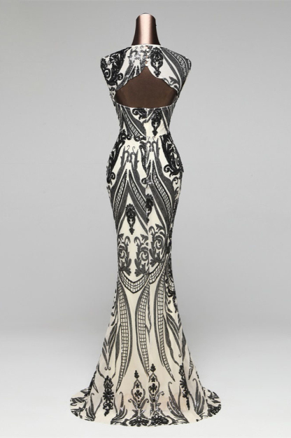 BMbridal Elegant Sequined Jewel Sleeveless Mermaid Prom Dresses with Beadings