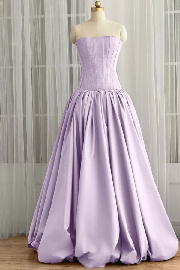 Sleeveless Strapless Long Ball Gown Prom Dress With Pleated