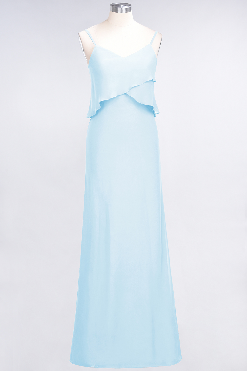 BMbridal Affordable Spaghetti-Straps V-Neck Burgundy Chiffon Bridesmaid Dresses-BMbridal