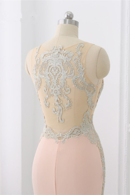 BMbridal Affordable Jewel Appliques Sleeveless Prom Dresses with Front Slit Online