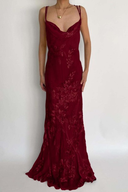 Spaghetti Strap Sleeveless Long Mermaid Prom Dress With Appliques