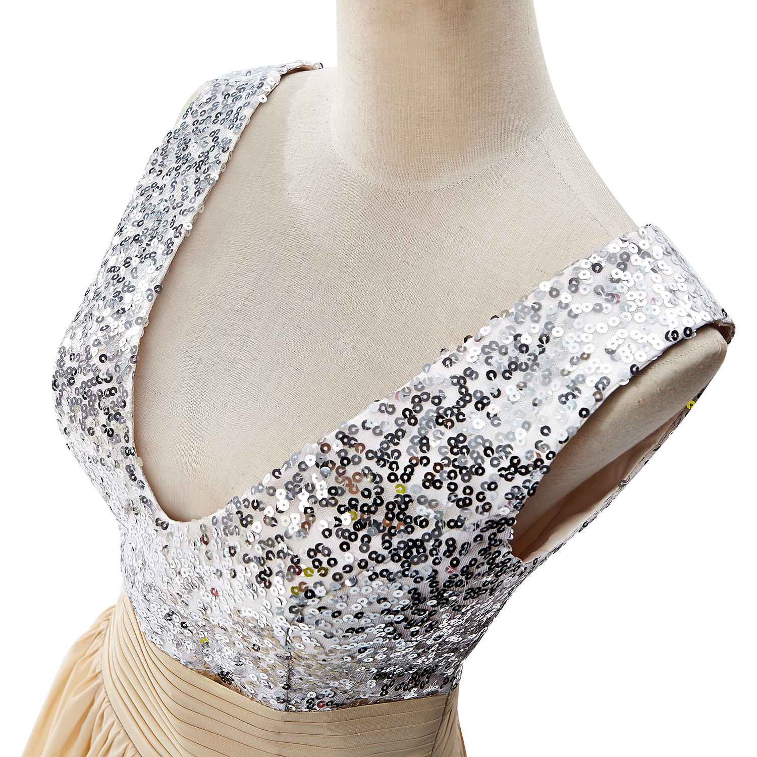 BMbridal A-line V-neck Chiffon Party Dress With Sequined