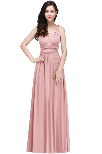 BMbridal Affordable Chiffon V-Neck Burgundy Bridesmaid Dress with Ruffle In Stock