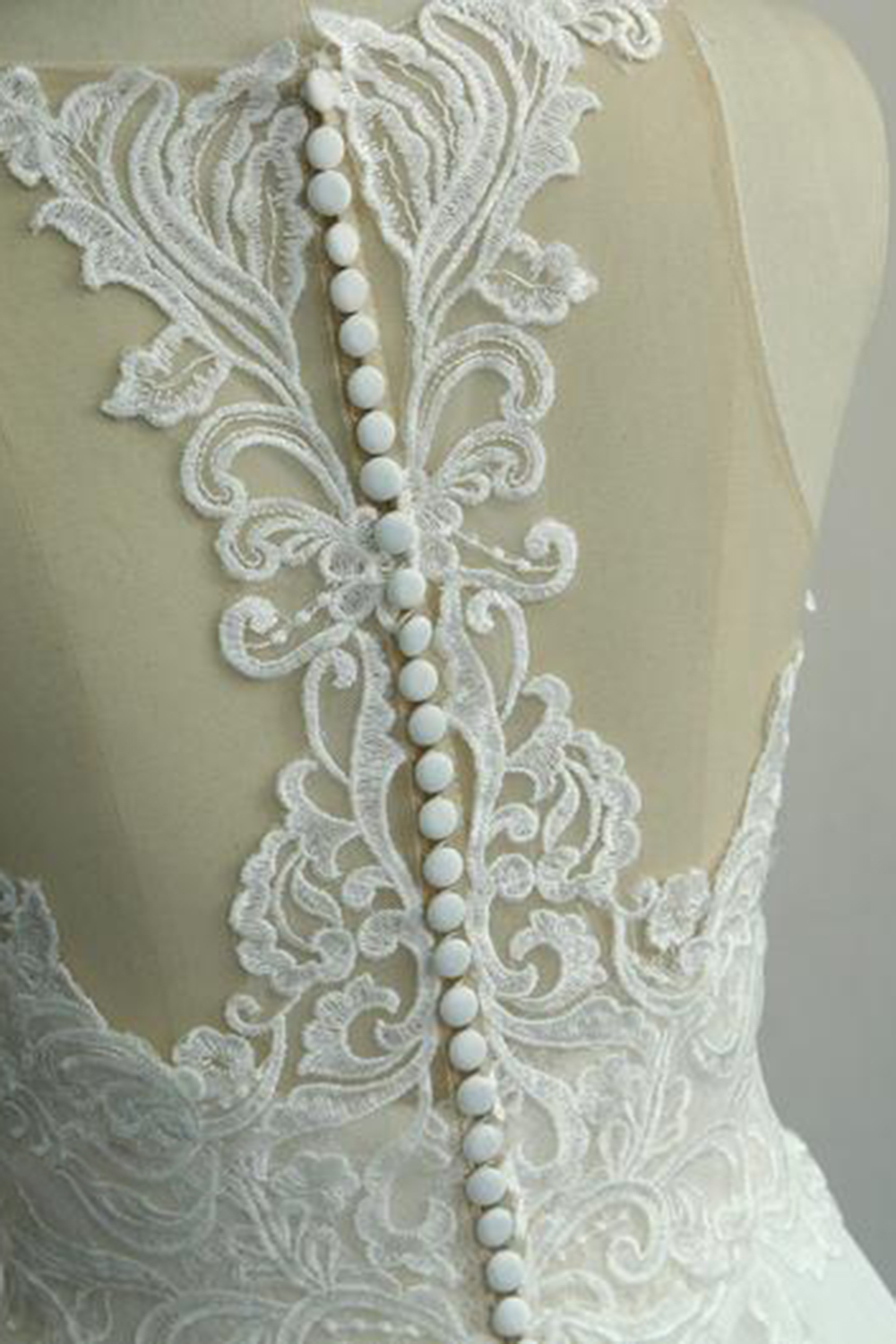 BMbridal Unique White Jewel Sleeveless Wedding Dress Appliques Chiffon Bridal Gowns On Sale