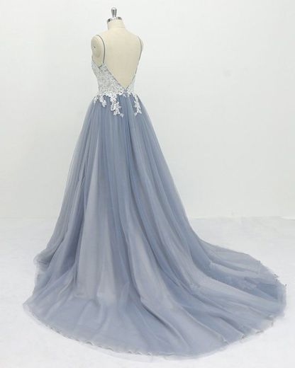 BMbridal AffordableIvory Lace Spaghetti Backless Wedding Dress Sweep Train Summer Bridal Gowns On Sale-BMbridal