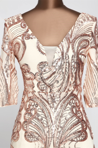 BMbridal Gorgeous Sequined V-Neck Mermaid Prom Dresses with Half Sleeves Online