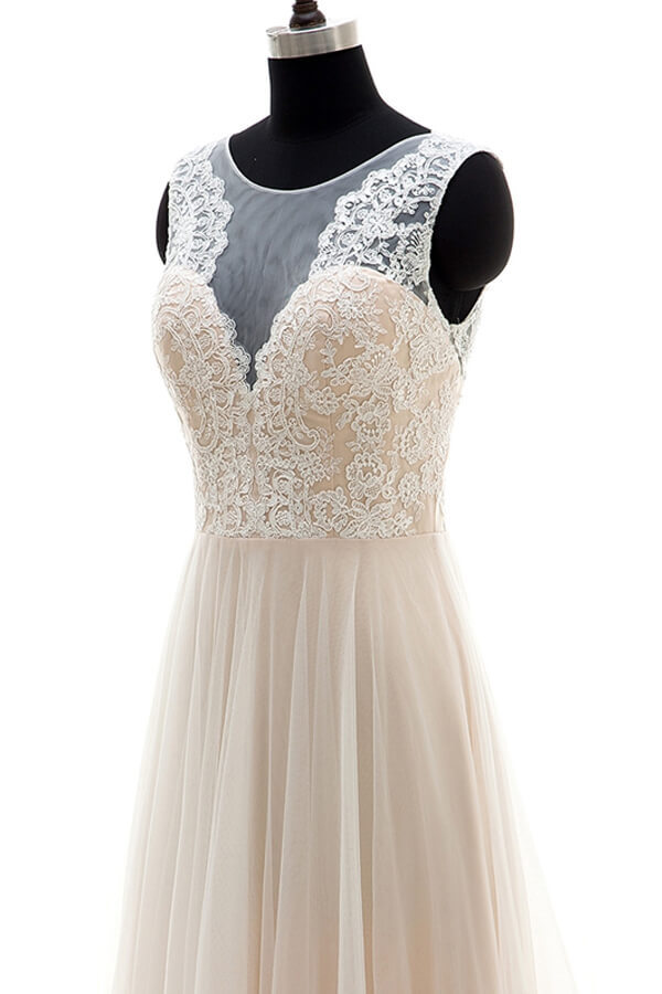 BMbridal Lace Tulle A-line Floor Length Wedding Dress On Sale-BMbridal