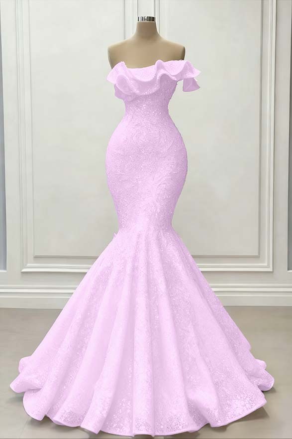 Red Gorgeous Strapless Mermaid Sequins Prom Dress With Embroidery On Sale