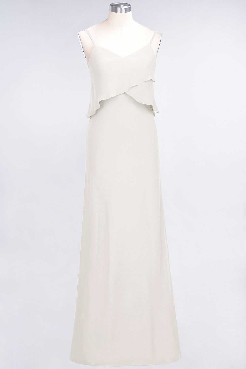 BMbridal Affordable Spaghetti-Straps V-Neck Burgundy Chiffon Bridesmaid Dresses-BMbridal