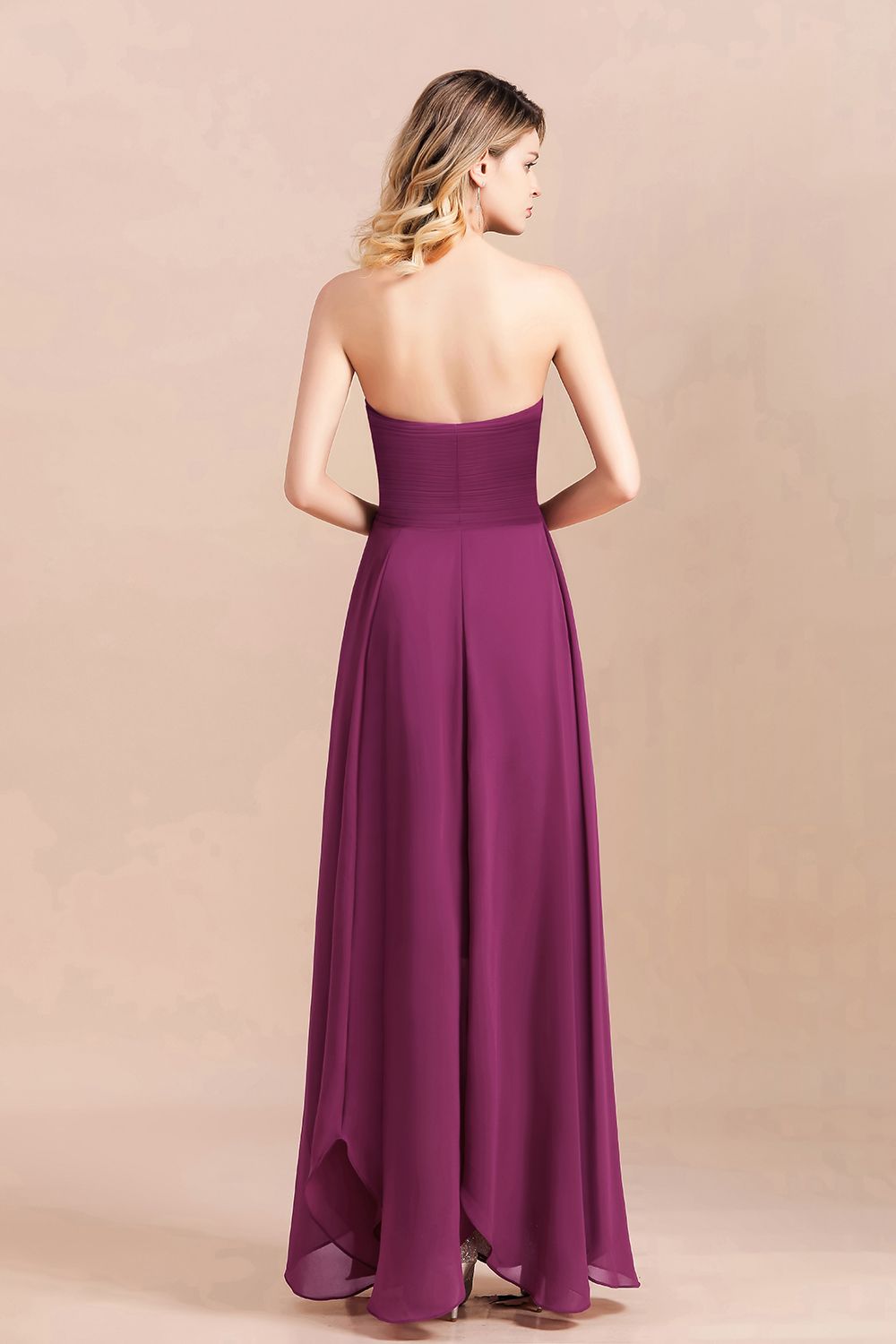 BMbridal Gorgeous Strapless Ruffle Bridesmaid Dress with Petal Hemline-BMbridal
