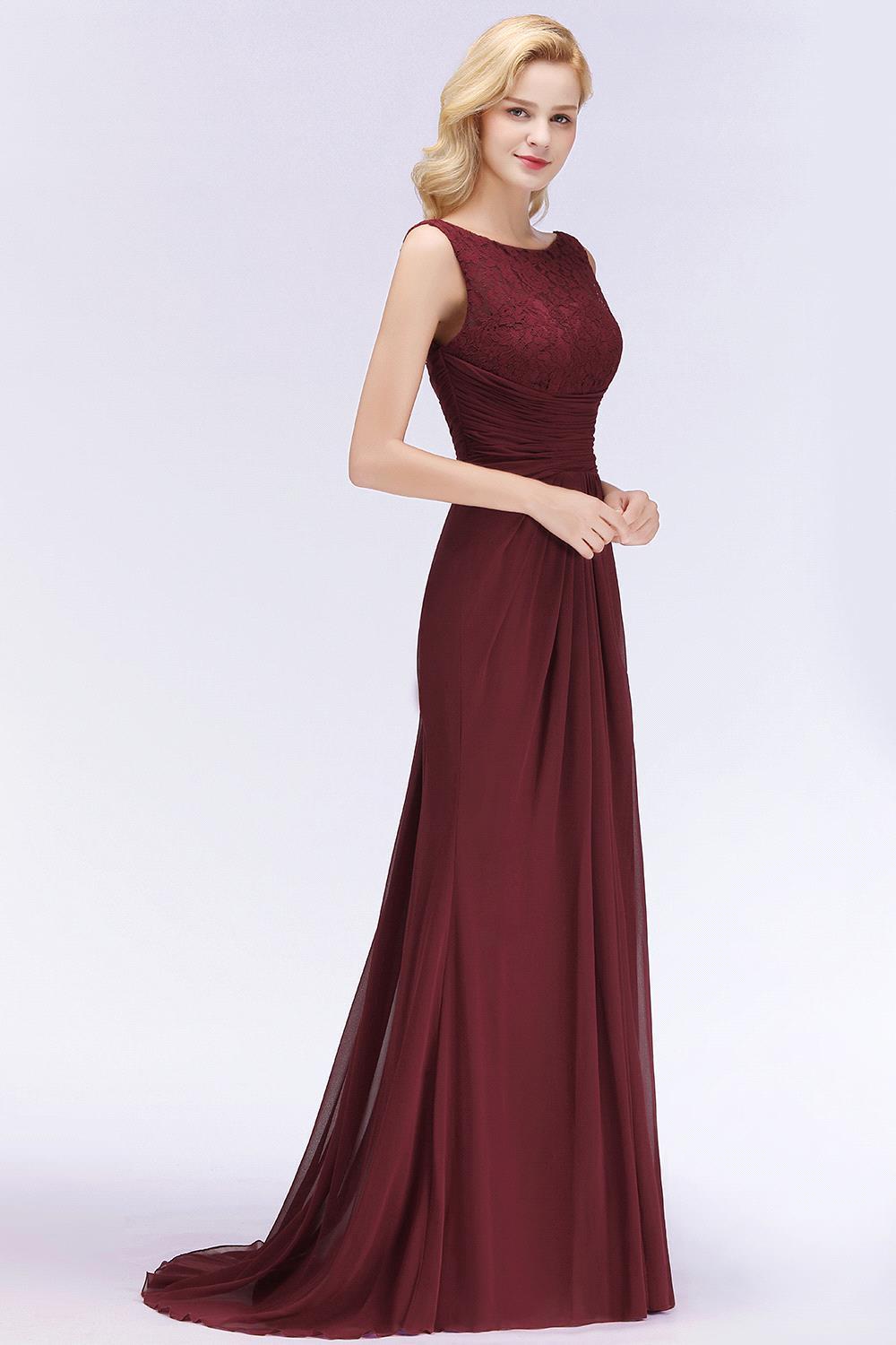 BMbridal Mermaid Burgundy Chiffon Ruffles Evening Dress