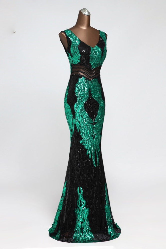 BMbridal Sparkly Sequined Sleeveless Mermaid Pink Long Prom Dresses with Beadings