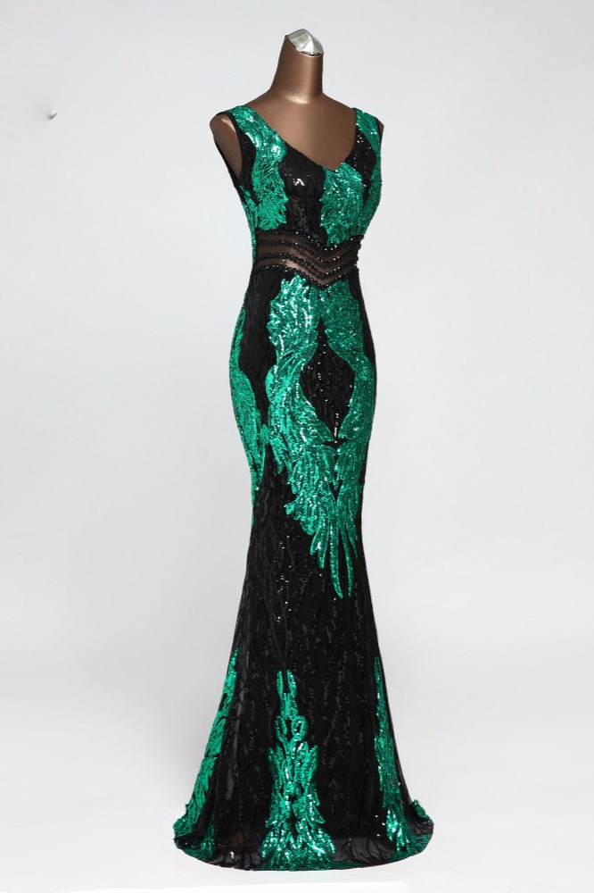 BMbridal Sparkly Sequined Sleeveless Mermaid Pink Long Prom Dresses with Beadings