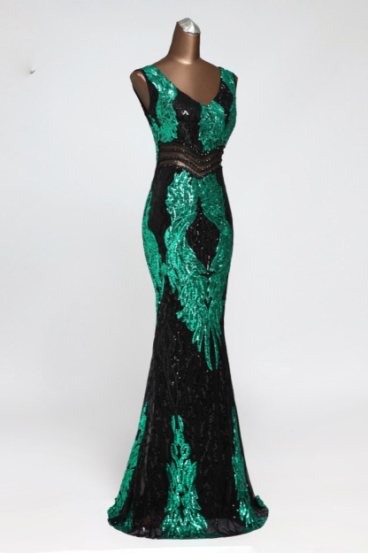BMbridal Sparkly Sequined Sleeveless Mermaid Pink Long Prom Dresses with Beadings