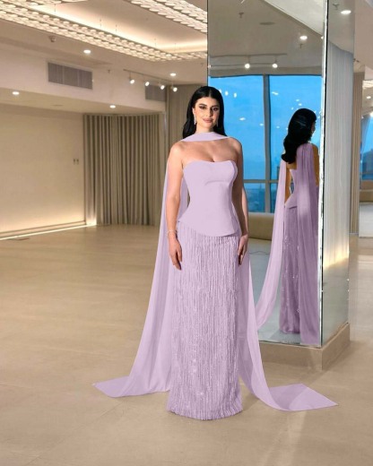 Charming Strapless Sleeveless Long Prom Dress With Beading Pleated