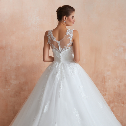BMbridal Affordable Sweetheart Sleeveless White Lace Wedding Dresses Online