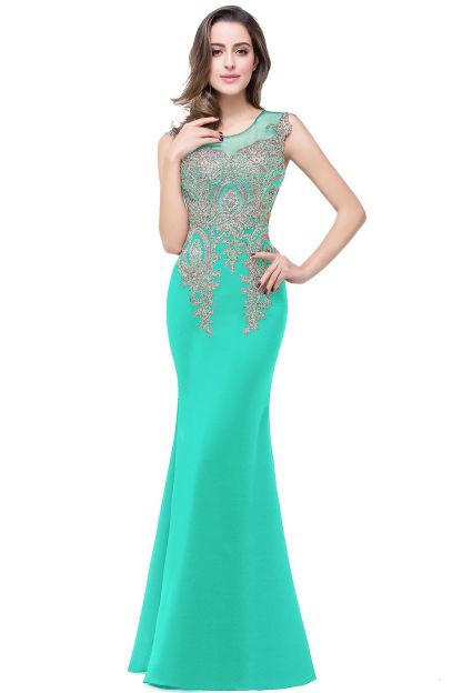 BMbridal Black Mermaid Long Prom Dress With Lace Appliques