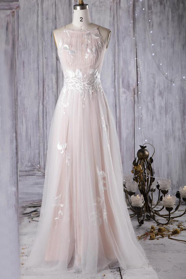 BMbridal Chic Ruffle Floor Length Tulle A-line Wedding Dress Online-BMbridal
