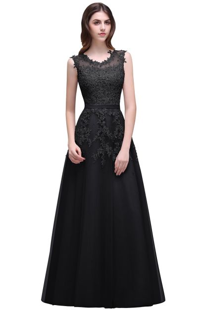 BMbridal A-line Floor-length Tulle Prom Dress with Appliques