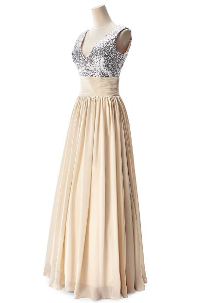 BMbridal A-line V-neck Chiffon Party Dress With Sequined