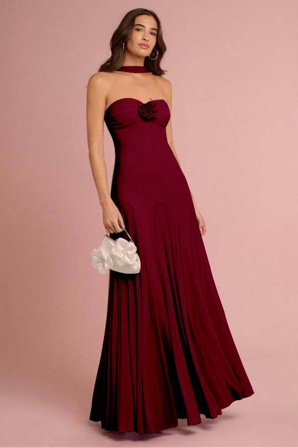 Sweetheart Strapless Sleeveless Long Prom Dress With Ruffles