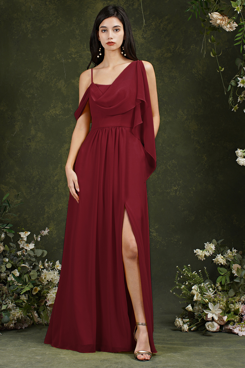 Bmbridal Bridesmaid Dress Side Split Long Chiffon-BMbridal