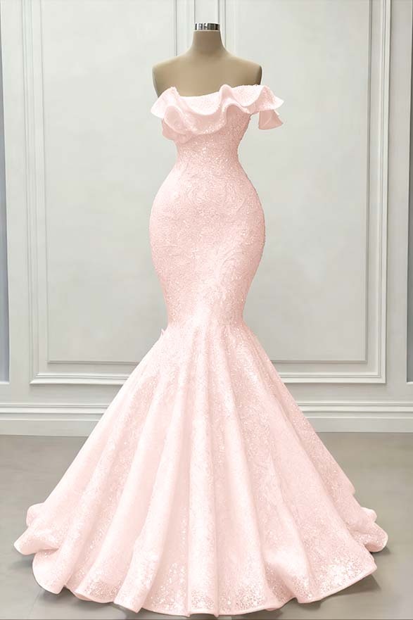 Red Gorgeous Strapless Mermaid Sequins Prom Dress With Embroidery On Sale