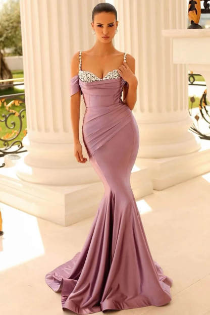 Bmbridal Mermiad Sweetheart Straps Ruffles Prom Dress with Beadings