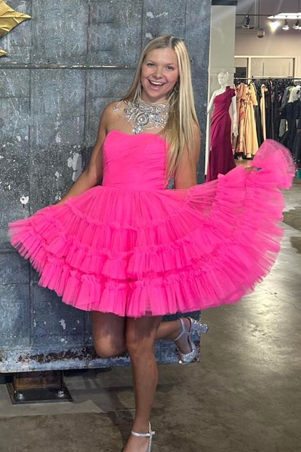 Black A-Line Sweetheart Tulle Tiered Corset Short Homecoming Dress-BMbridal