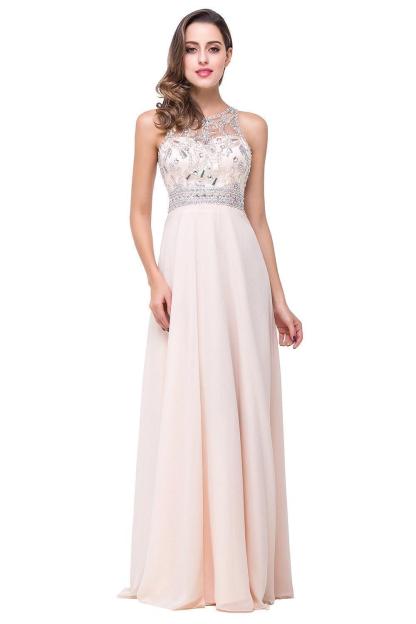 BMbridal A-line Jewel Chiffon Prom Dress with Beading
