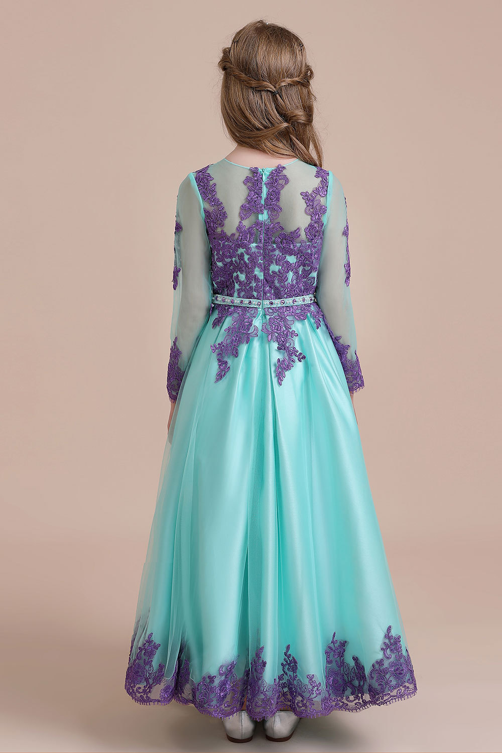 BMbridal A-Line Chic Long Sleeve Appliques Flower Girl Dress Online-BMbridal