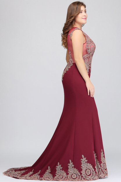 BMbridal Mermaid Court Train Chiffon Evening Dress with Appliques
