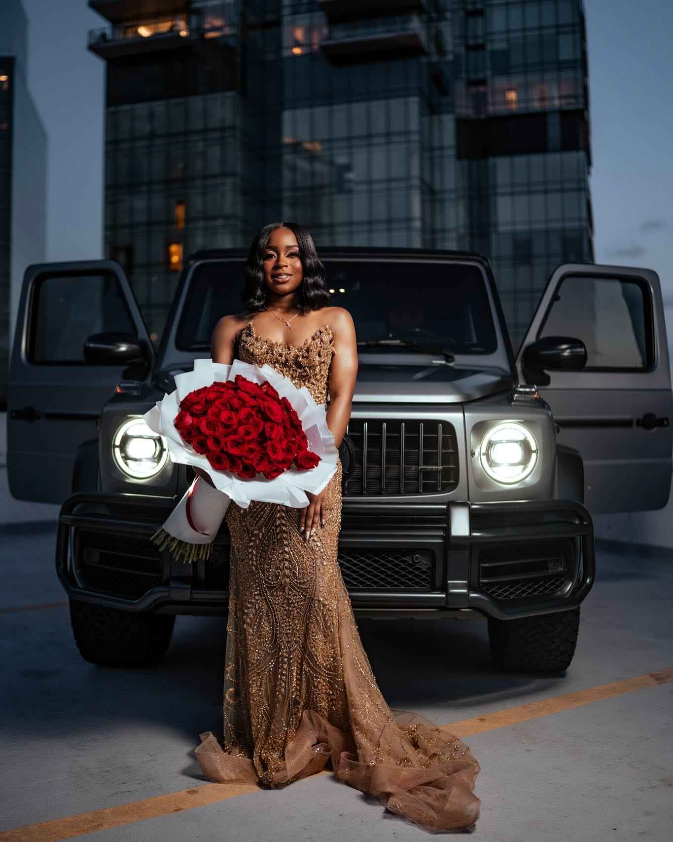 Champagne Elegance - Beaded Mermaid Prom Dress with Lace-Up Back