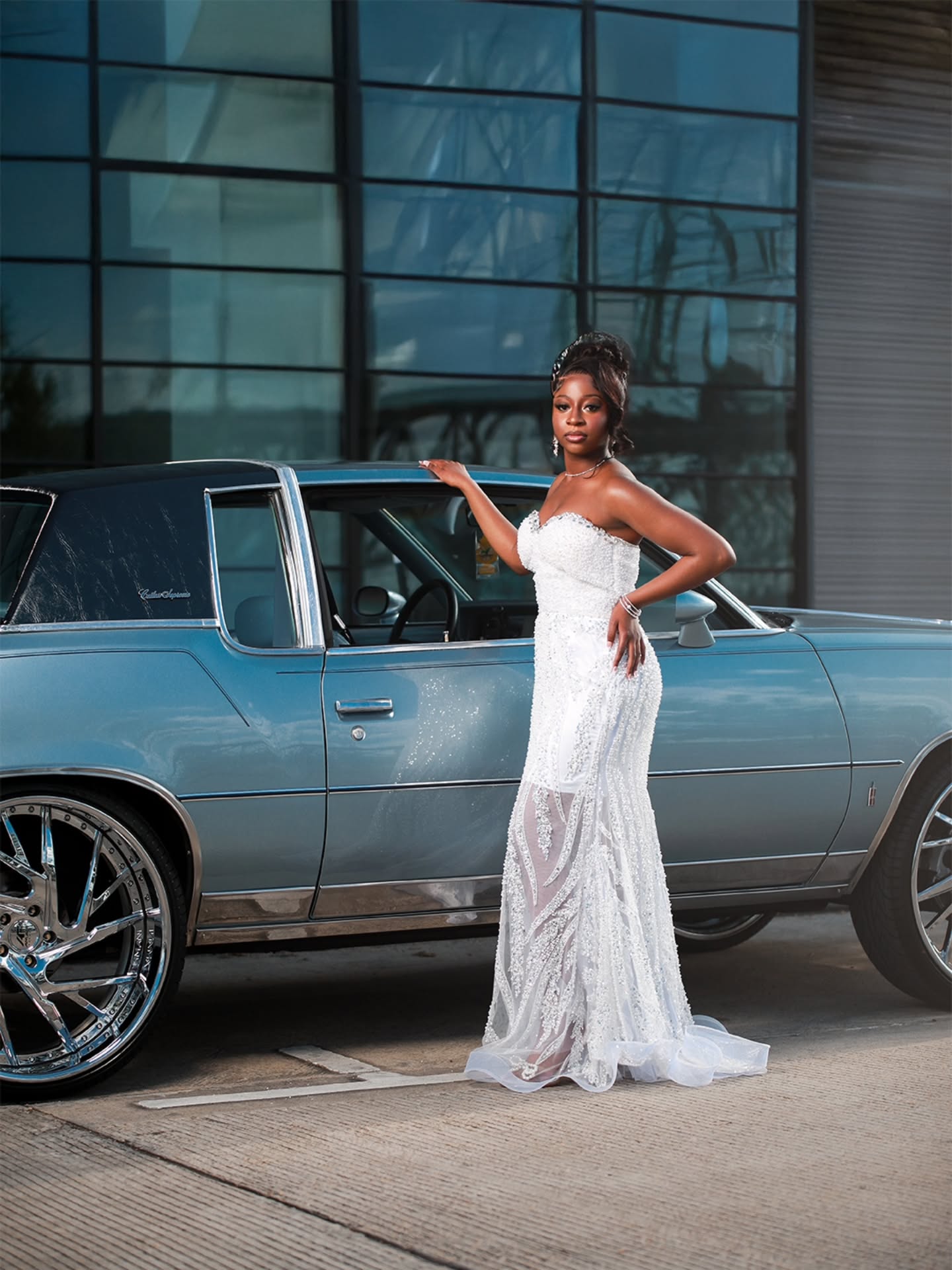 White Strapless Sequin Wave Beaded Mermaid Prom Dress with Sheer Mesh Skirt