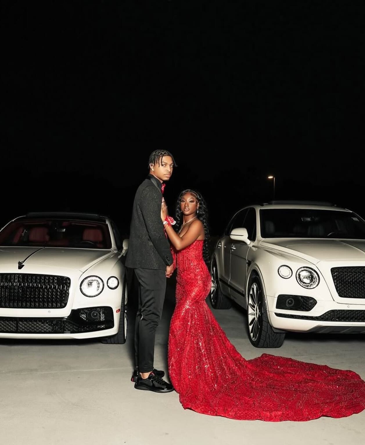 The Ruby Heiress - 2026 Hand-Beaded Crimson Mermaid Gown with Matching Crystal-Encrusted Hooded Veil